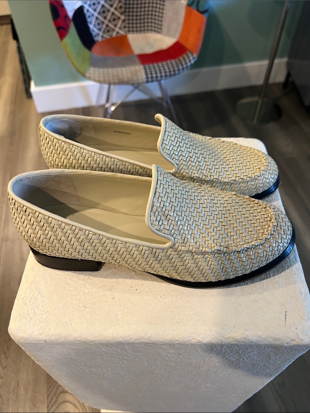 Vince Woven Slip-On Loafers in Light Beige